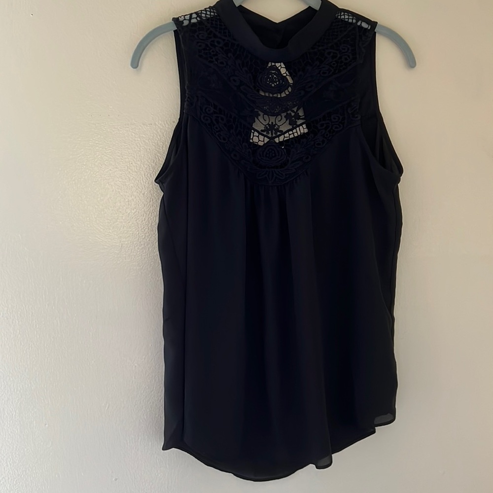 IZ Byer Black Lace Halter Tank Blouse